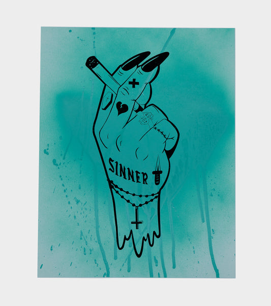 Art Print - Sinner Hand (Blue Green)